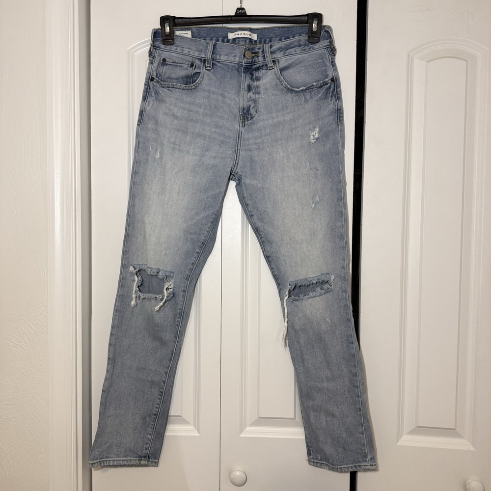 PACSUN 30x29 Slim Taper Jeans Blue Distressed
